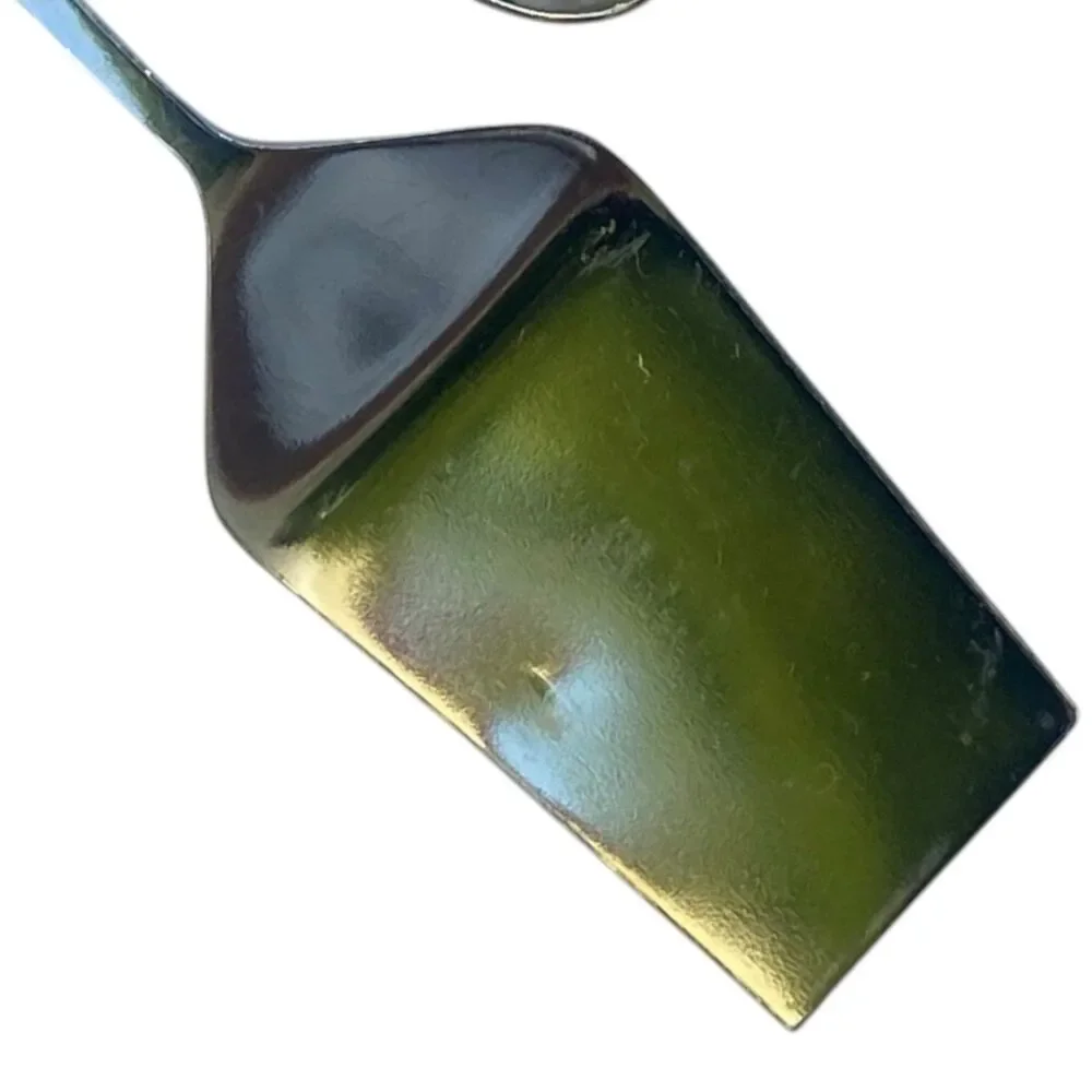 Vintage Soviet Russian Repka 6 Tea Spoon Cake Shovel Enamel Melchior Cupronickel